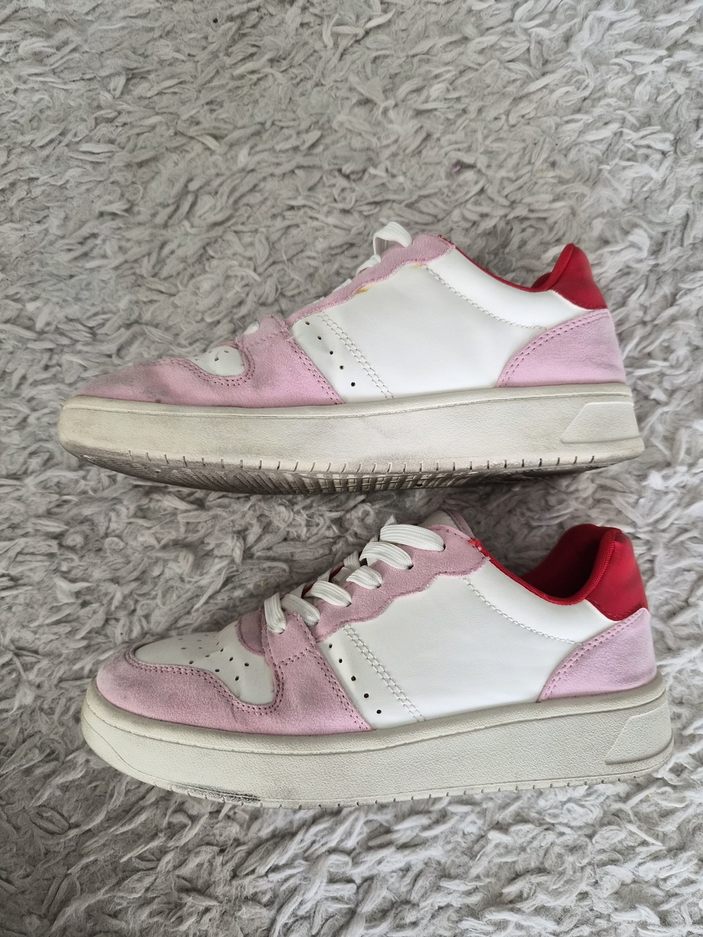 H&M Pink and White Colorblock Sneakers Size 5.5 - Picture 2 of 16